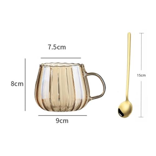 Set de 2 tazas de vidrio con cucharas, 12oz Ámbar miniatura 2