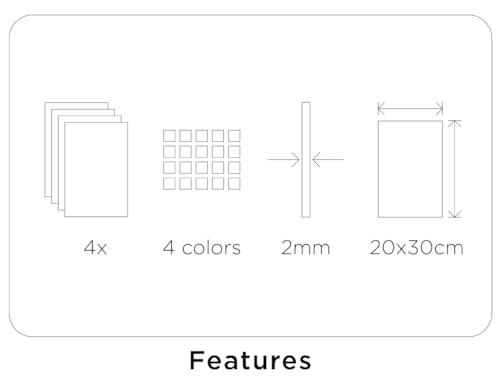 INNSPIRO 21891 Set mit 4 warmen Eva-Gummiplatten, 20 x 30 cm. x 2 mm, Farbauswahl, 20x30 cm