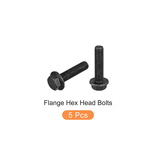 Image of METALLIXITY Flanged Hex Head Bolts (M10x40mm) 5pcs, Hexagon Serrated Flange Bolt Fully Thread Screw - for House Construction Hardware Fasteners
