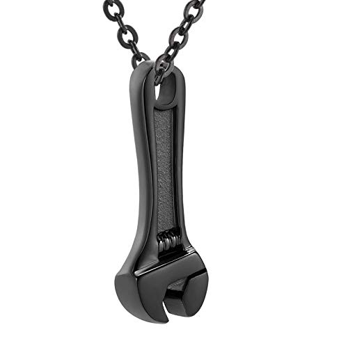 Wrench Cremation Jewelry for Ashes Stainless Steel Tool Urn Pendant Locket for Men Women Spanner Keepsake Memorial Necklace for Human Ashes Holder
