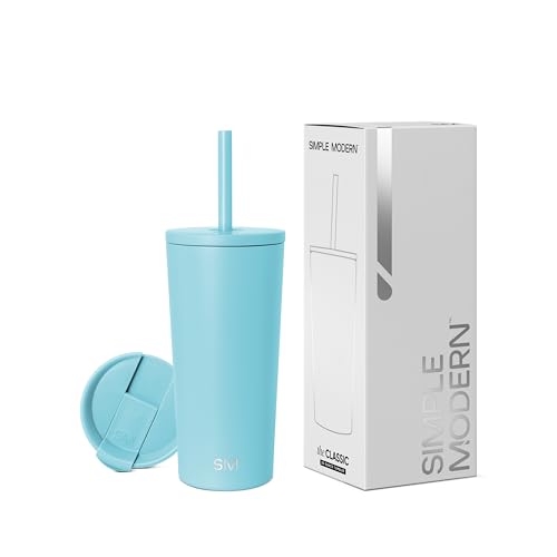 Image of Simple Modern Insulated Tumbler with Lid and Straw | Iced Coffee Cup Reusable Stainless Steel Water Bottle Travel Mug | Gifts for Women Men Her Him | Classic Collection | 20oz | Nantucket Tides