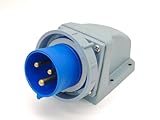 Elecbee 32A 220V-250V 3 Pin 50/60Hz 3P 6h 2P+E Waterproof IP67 CEE/IEC Industrial IEC60309 Male Surface Mounted Plug Blue