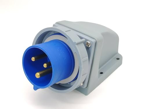 Elecbee 32A 220V-250V 3 Pin 50/60Hz 3P 6h 2P+E Waterproof IP67 CEE/IEC Industrial IEC60309 Male Surface Mounted Plug Blue