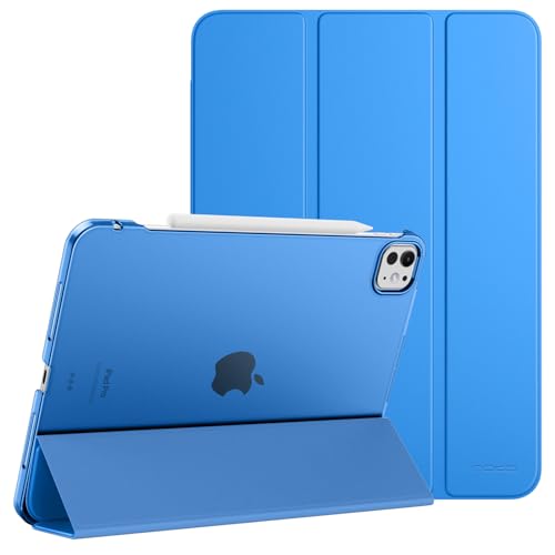 MoKo for iPad Pro 11 Inch Case M4 2024 (5th Gen), Ultra Slim Stand Case with Hard PC Translucent Back Shell Cover for iPad Pro 11'' 2024 Model (A2836/A2837/A3006), Support Apple Pencil Pro, Blue Wave