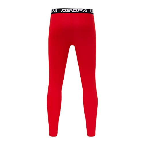 Devoropa Boys Leggings Quick Dry Youth Compression Pants Sports Tights Basketball Base Layer Red M #TOP3
