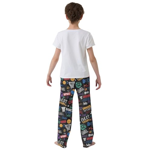 ZZXXB Funny Basketball Boys Long Pants Soft Trousers Elastic Waist Kids Lounge Bottoms with Pockets S-XL3
