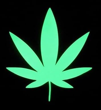 Miniatura 2 de Hoja de marihuana  Vinilo impermeable que brilla en la oscuridad  Seleccione un tamaño!  Para coche, camión, SUV, vehículo, pared, puerta, techo,