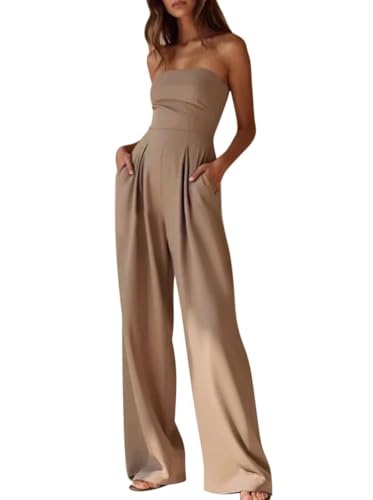 Minetom Jumpsuit Donna Elegante Senza Spalline Tinta Unita Tuta a