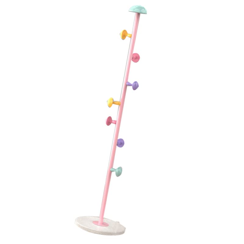KIMISS Perchero de Madera para Niños con Base Redonda Resistente, Perchero de Pie, de Metal con 7 Ganchos, Artículos para el Hogar Extraíbles, de Pie para Dormitorio (Hada Rosa 167cm)