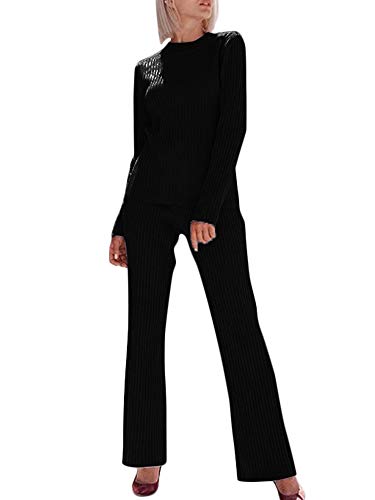 Listado y reviews de Pantalones casual los 10 mejores. 37 Festnight Traje de Dos Piezas para Mujer Camiseta Pantalones Acanalados Manga Larga Flare Patas Elasitc Cintura Alta Casual Streetwear
