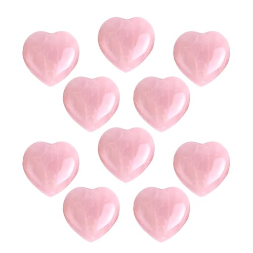 OUDQFCJ 10 piezas Set de cristales curativos de amor, cuarzo rosa, en forma de corazón, y mamá, gemas naturales pulidas a mano, alivio del estrés, Reiki de los Chakras, meditación y equilibrio