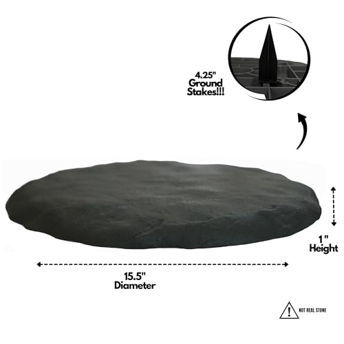Ei Circular 15.5” Stepping Stones with Ground Stakes - Home or Garden Step Stones for Outdoor Walkway or Pathway Pavers - Polyresin Material (4, Slate Grey)