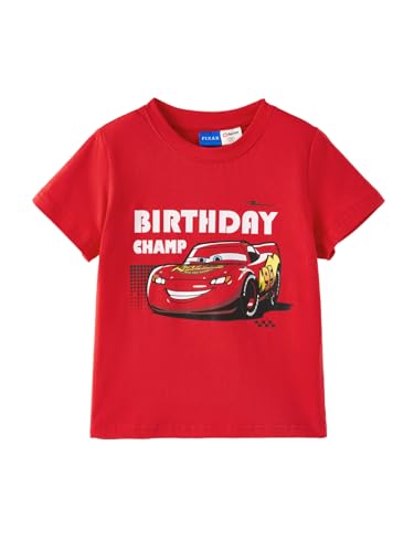Cars Shirts Lightning McQueen Birthday Boy Shirt Short Sleeve Toddler Boys T Shirts Long Lasting Graphic Tops Cotton Tees Kids Summer Outfit 4-5T