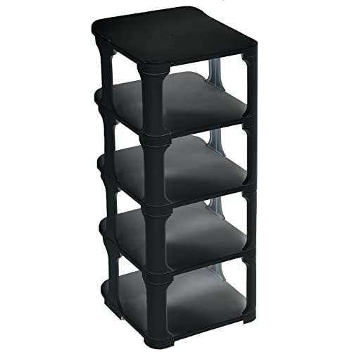Tkekruh Zapatero 4 Baldas Estantes, Estante Zapatero Estrecho Apilable Ahorra Espacio Contenedores Organizadores para Sala De Estar, Entrada, Y Guardarropa Y Pasillo Cover