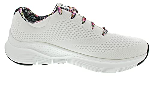 Skechers Women's Arch FIT Sneaker, White Mesh Multi Trim, 6.5