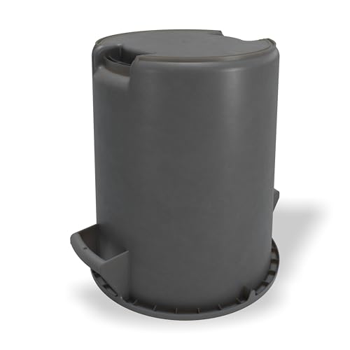 Image of Winco 10 Gallon Gray Heavy-Duty Round Plastic Trash Can | Heavy-duty, Built-in bag cinches, Great for Kitchens, Dining Areas and Back-of-house Cleanup