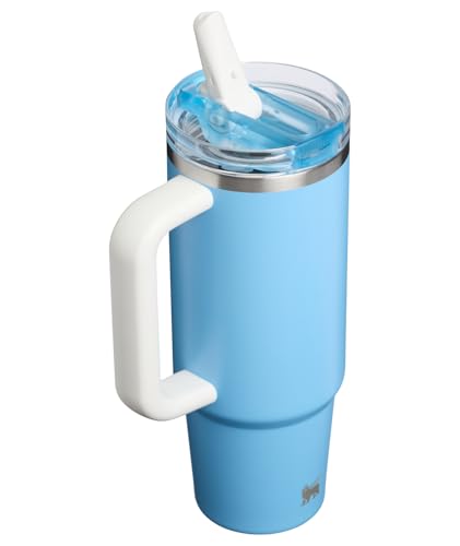 Image of STANLEY Quencher ProTour Flip Straw Tumbler with Leakproof Lid, 30 oz | Built-in Straw and Handle | Cup Holder Compatible for Travel | insulated Stainless Steel Cup | BPA-Free | Team Light Blue White