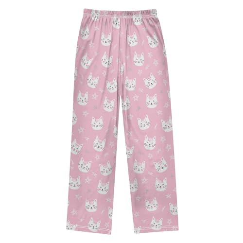 J JOYSAY Cartoon Cat Star Pink Pajamas Pants Soft Long Pajama Bottoms Lounge Sleep Pants Size S-XL2
