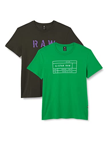 G-Star Raw Paquete De Dos Camisetas Graphic Para Hombre, Multicolor Jolly Green Asfalt D22777-336-D949 , L G-Star Raw Paquete De Dos Camisetas Graphic Para Hombre, Multicolor Jolly Green Asfalt D22777-336-D949 , L