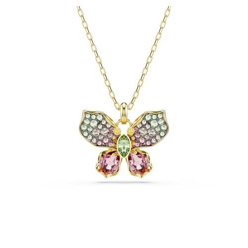 Swarovski Idyllia Pendant, Mixed cuts, Pavé, Butterfly, Multicolored, Mixed Metal Finish