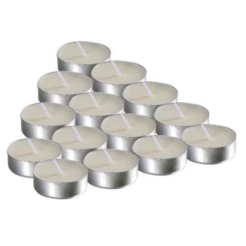 Unomor Small White Scented Tea Light Candles for Weddings Birthday Parties Table Decor Easy to Use Soft Light with No Glare Flicker