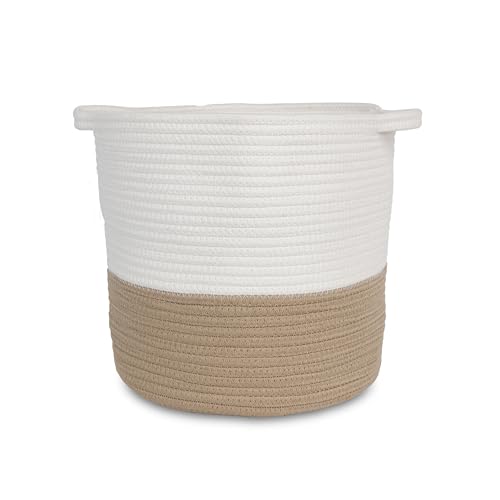 Image of Natemia Rope Storage Basket - Nursery Bin and Toy Organizer (12”x12”), Laundry Basket, Basket for Towels, Pillows and Blankets, Perfect Baby Registry Gift