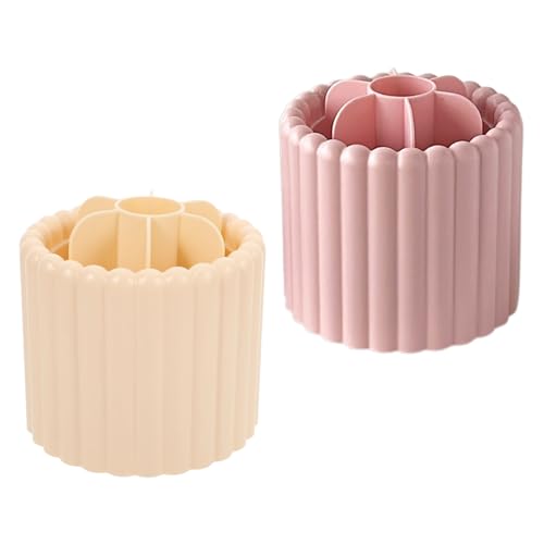 Mikikit 2 Pièces Support Pinceaux Maquillage Rotatif Organiseur Bureau Multifonction Cylindre pour Maquillage et Stylos Rangement Compact pour Salle de Bain et Coiffeuse