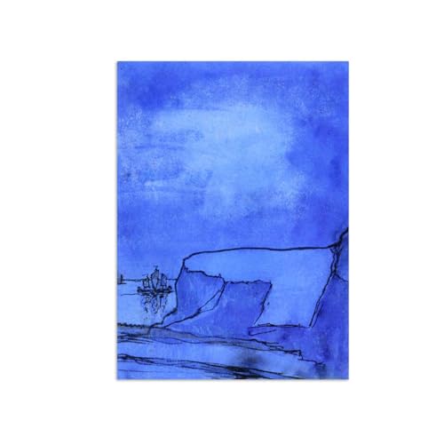 Toile Côte bleue avec falaises 60x85cm prestige d'une impression d'art mural abstrait