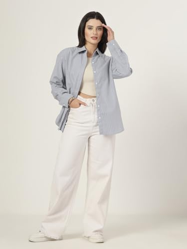 Image of Style Quotient Women Solid Smart Casual Oversized Polycotton Shirt