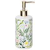 Wzxksoac Botella de Cerámica para Champú Líquido de 430 Ml, Estilo Americano, con Estampado Floral, Dispensador de Loción para el Hogar, Suministros para Baño de Hotel.