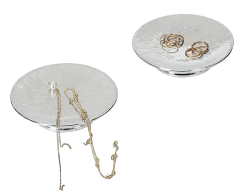 Adavas.Y&G CANDLEHOLDER Pillar Candle Holders Set 2 Silver Table Centerpiece Candle Plate Jewelry Dish Ceramic Tray Riser Display Stand Soap Dish thumb #2