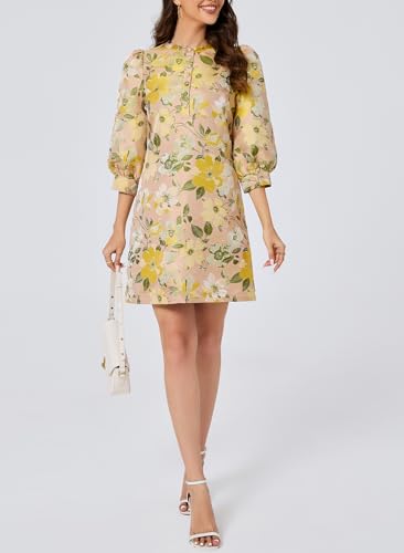 Image of Ladyful Women's Floral Jacquard Dress Cocktail Mini Shift Dresses