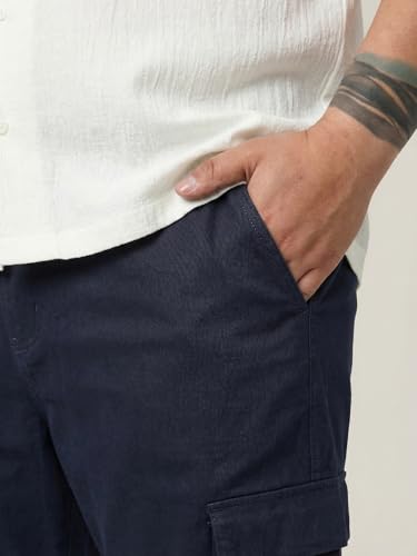 Image of Urbano Plus Men's Straight Fit Linen Cargo Pants with 6 Pockets
