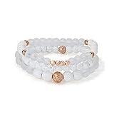 LIUANAN Lava Rock Bracelet Anti Anxiety Bracelet for Women Stress Relief Yoga Beads Bracelet Aromatherapy Essential Oil Diffuser Bracelet Relaxation Gift (White Lava & Crystal)