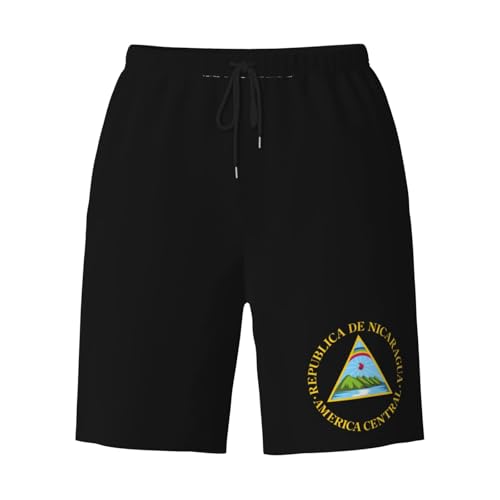 Nicaragua National Emblem Mens Swim Trunks Quick Dry Board Shorts 7" - Hawaii Beach Swimwear2