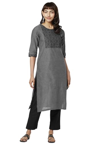 Image of Rangmanch by Pantaloons Women's Cotton Polyester Solid Regular Kurtas