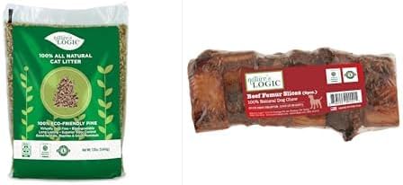 Nature's Logic Beef 1" Femur Slices Treat 6pc, 1lb + 2 Packs of Natural Pine Pellet Cat Litter, 12lbs