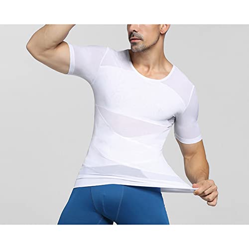 Camisetas de compressão masculinas emagrecedora modelador de corpo colete de manga curta modelador r
