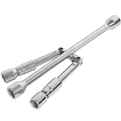 KickFun Universal Lug Wrench (17mm, 19mm, 21mm & 23mm) Wheel Brace for Car Wheel Nut Wrench Labor Saving Removel Tyre Wrench (14'')