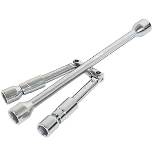 KickFun 14-Inch Universal Foldable Lug Wrench Wheel Wrench (17mm, 19mm, 21mm & 23mm) Wheel Brace for Car Wheel Nut Wrench Labor Saving Removel Tyre Wrench