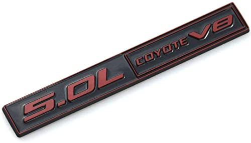 Image of 2pcs 5.0 Coyote V8 Emblem 3D Trim Fender Hook Trunk Badge Decal Sticker Nameplate Replacement for 150 Mustang (Black Red)