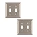 Pack of 2 Wall Plate Outlet Switch Covers by SleekLighting | Decorative Satin Nickel | Variety of Styles: Decorator/Duplex/Toggle / & Combo | Size: 2 Gang Toggle