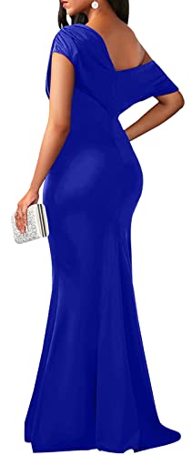 Image of shengfan Formal Evening Dress for Women Elegant 2025 Sexy Off Shoulder Ruched Wedding Guest Bodycon Party Maxi Dresses
