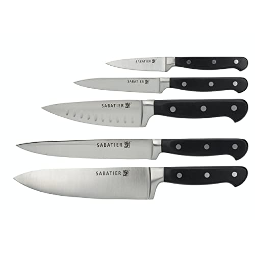 Sabatier Edgekeeper Knife and Acacia Wood Block Set, Self-Sharpening Knives, Set Includes Chef, Carving, Utility & Paring Knives, 16cm x 23.5cm x 22cm, Grey - Image 3