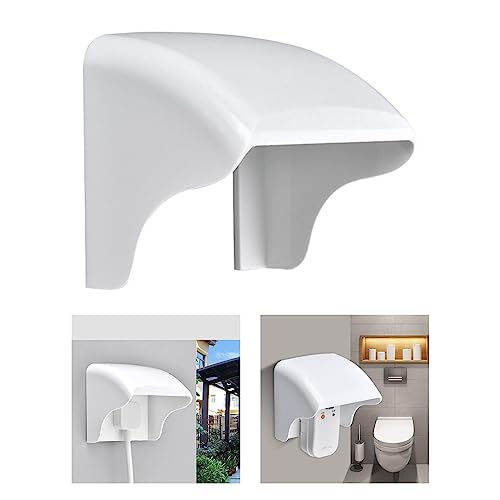 Image of Outdoor Waterproof Electrical Socket Box, Weatherproof Wall Outlet Cover, IP-Rated Protective Enclosure for Power Sockets, Workshop, Garage, Garden & Patio, White
