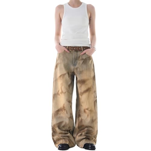 Men's Jeans Vintage Flared Dress Pants Loose Fit Trouser for Men