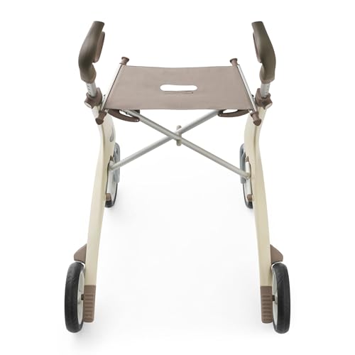 Image of byACRE Carbon Ultralight Rollator Walker, 10.6 lbs, Oyster White, Regular