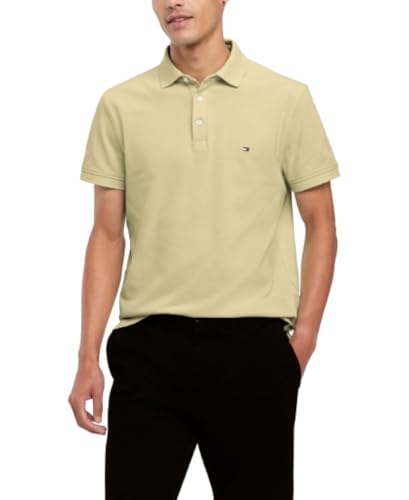Image of Tommy Hilfiger Men's Short Sleeve Polo Shirts in Slim Fit with Stretch and Organic Pique Cotton