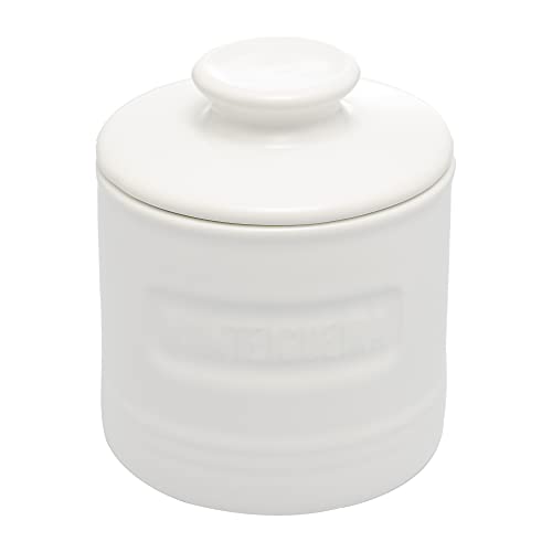 WOLFF - Manteigueira Francesa de Cerâmica com Tampa Branca Matte 8cm x 8cm x 9cm