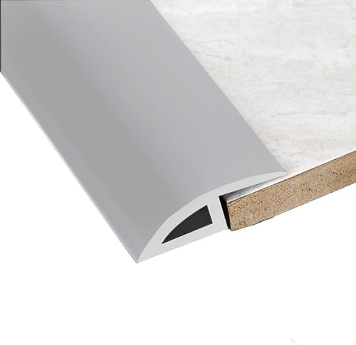 LAZZPPO Floor Transition Strip Self Adhesive, Wood to Tile Rubber Transition Strip, Carpet to Tile/Vinyl Transition Strip, Threshold Strip for Doorways with A Height Less Than 10 mm (6.56Ft Grey)